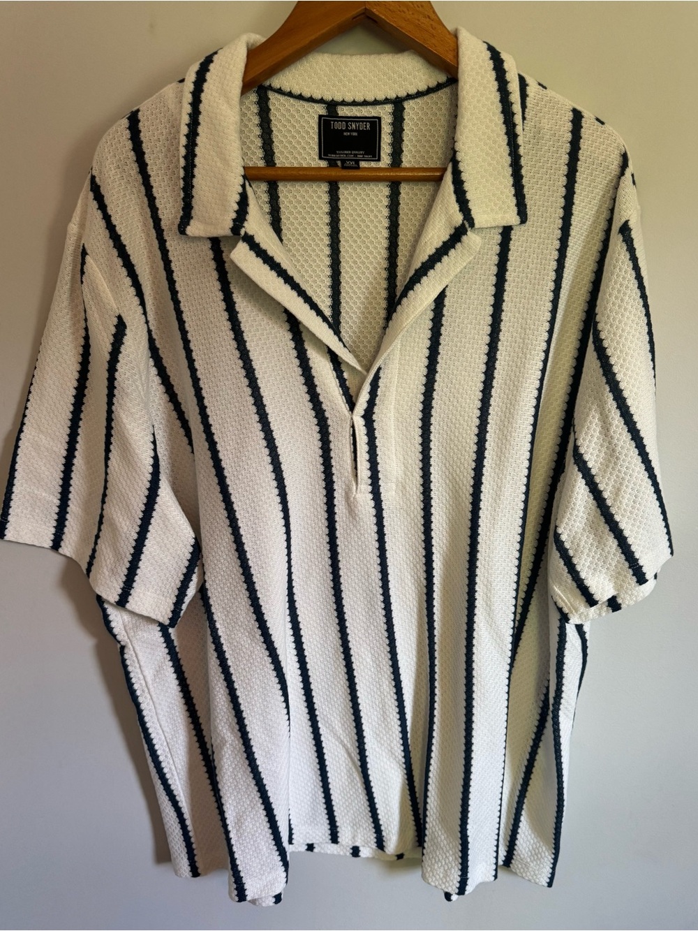Todd Snyder White striped boucle knit Polo new without tags size XXL - Picture 2 of 11